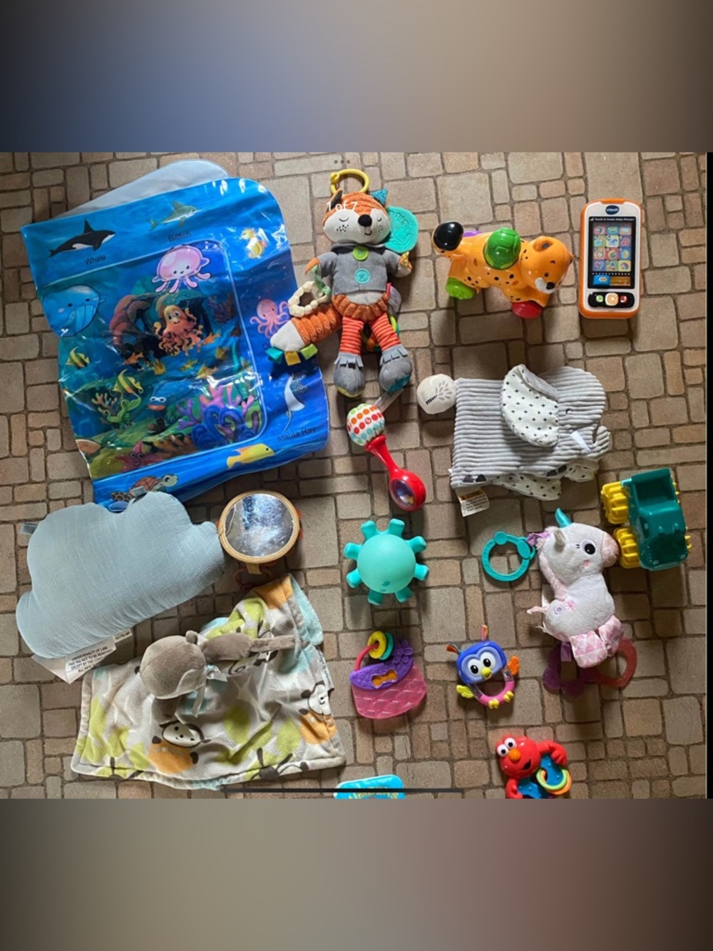 Fisher-Price Orange, Gray & Teal Plush Fox Clip-On Activity Toy